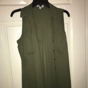 Olive green button up tank